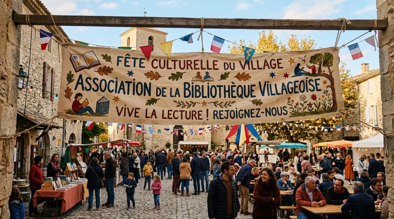 Bannière d'engagement civique et culturel de la Bibliothèque d'Oupia